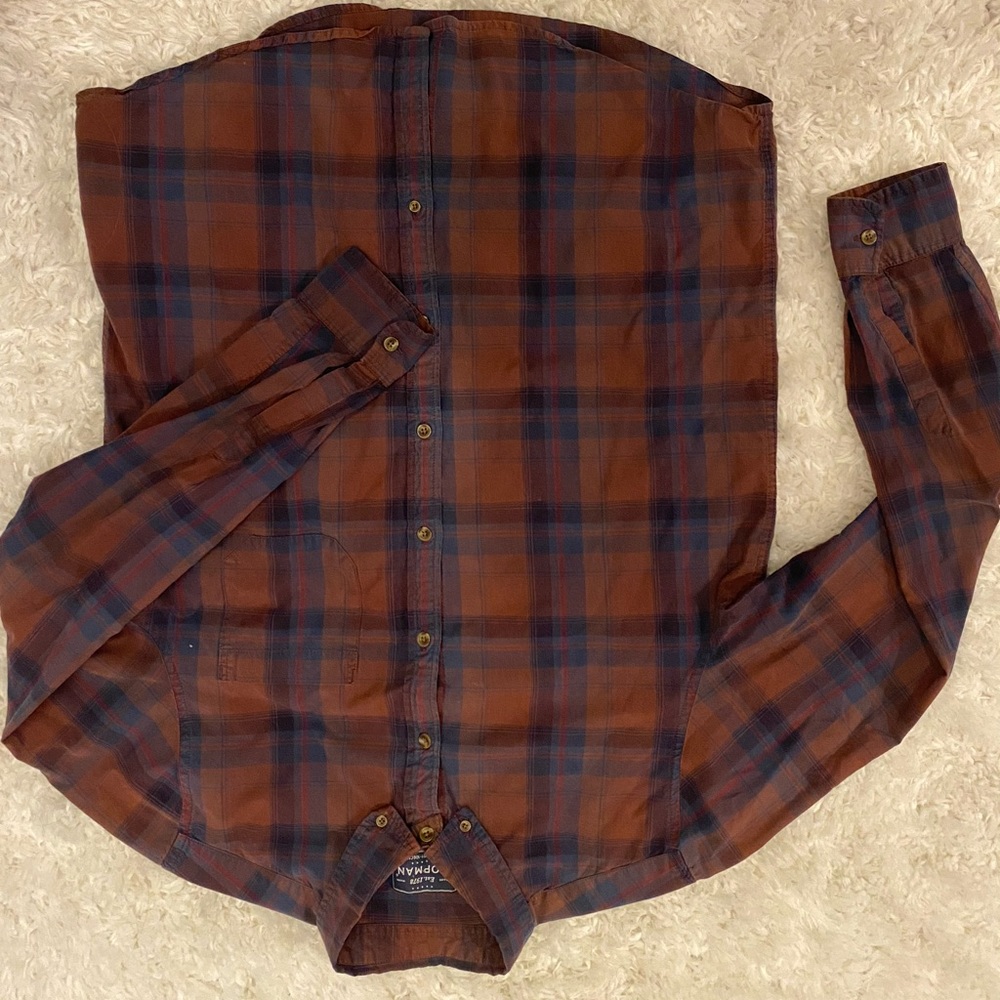 Topman Red Tartan Check Button Up Shirt